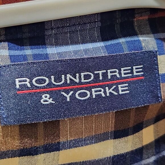 Roundtree and Yorke Men Shirt Size XL Button Down Plaid Longsleeve - Picture 7 of 9